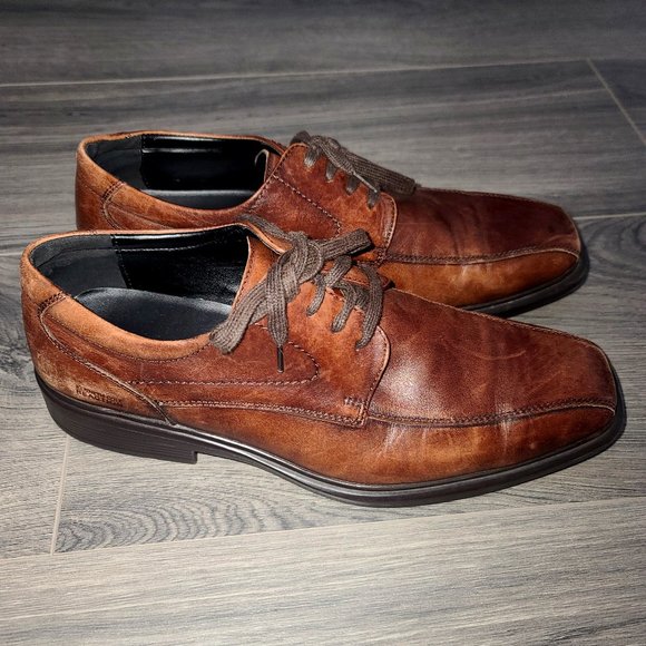 Kenneth Cole Reaction men 10.5M Brown Leather lace up Shoes Oxfords - Picture 2 of 7